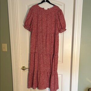 SHEIN Red Floral Midi Dress